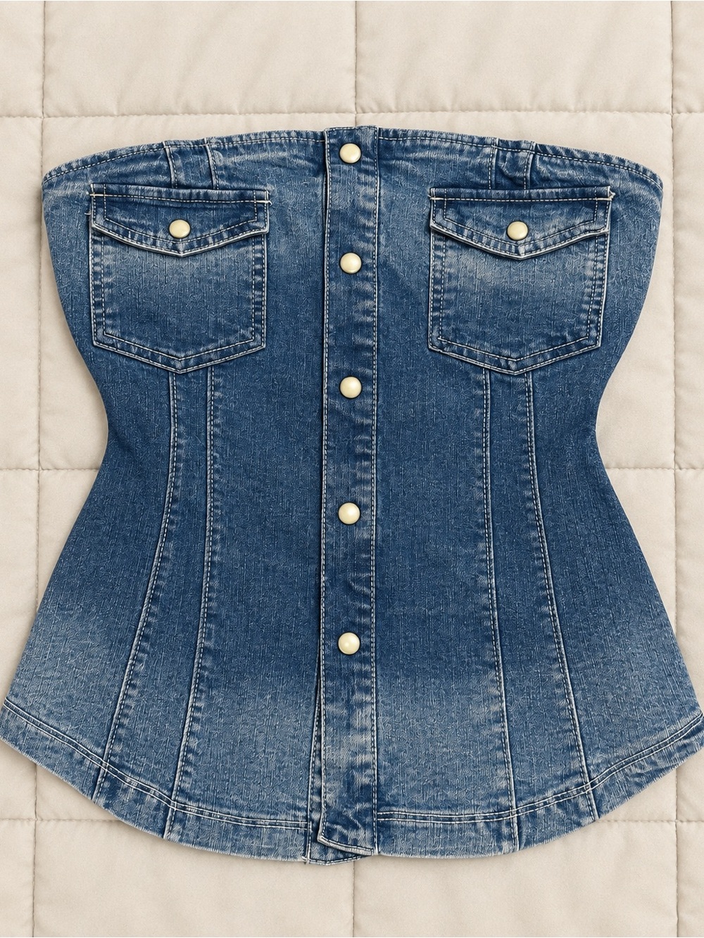 Urban Outfitters Denim Strapless Corset Top